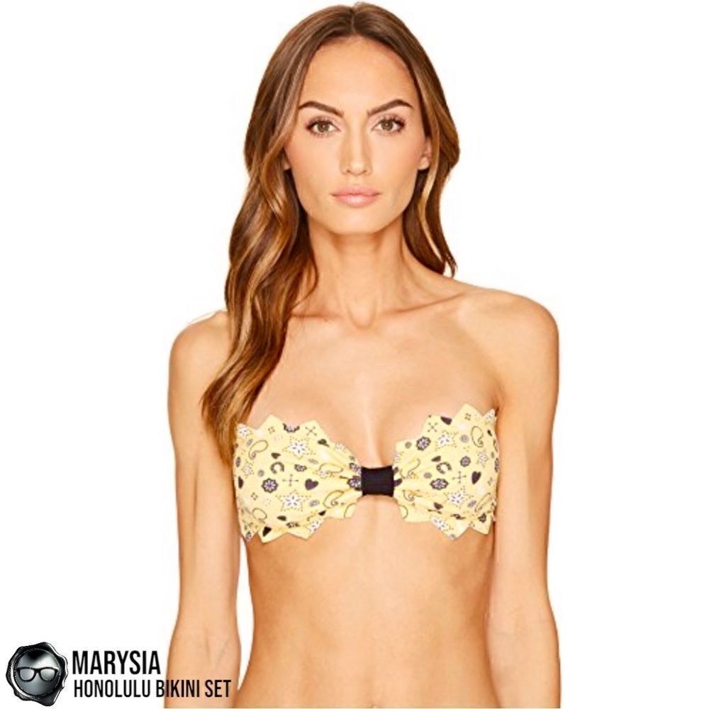 MARYSIA SWIM HONOLULU STRAPLESS ZIGZAG BIKINI SET IN BANANA BANDANA YELLOW NEW - Picture 6 of 15